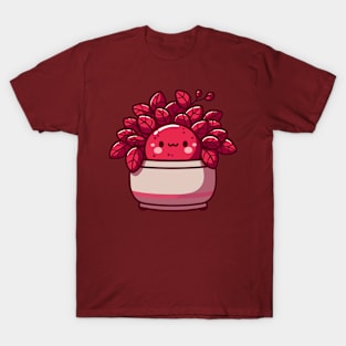 Cute Kawaii Red Cactus Succulent in a Pot | Kawaii Style Plant | Kawaii Houseplant T-Shirt